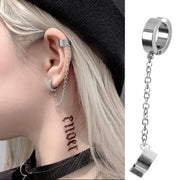 1Pc Titanium Steel Ear Cuff Clip Dangle Drop Chain Earrings for Men Women Punk Rock Goth Cool Hip Hop Kpop Earring