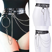 1Pc Unisex Female Leather Skirt Belts Punk Gothic Rock Harness Waist Metal Chain Body Hollow Belt Accessories For Lady