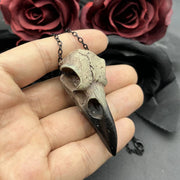 3D Raven Skull Necklace Resin Replica Raven Magpie Crow Poe Gothic Gift,Halloween Raven Skull Necklace,Goth Bird Skull