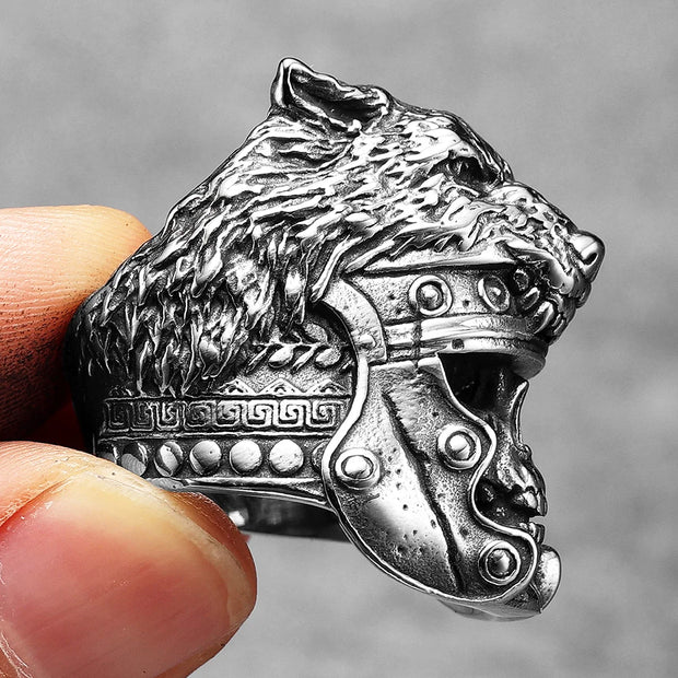 Gladiator Wolf Skull Men Rings Stainless Steel Women Jewelry Vintage Punk Rock Cool Stuff Fashion Accessories Gift