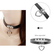 Black Gothic Neck Necklace - Studs Chain and Heart Decoration - pgxlc12bkH - Ties & Neckwear