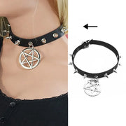 Black Gothic Neck Necklace - Studs Chain and Heart Decoration - pgxlLD07bkH - Ties & Neckwear