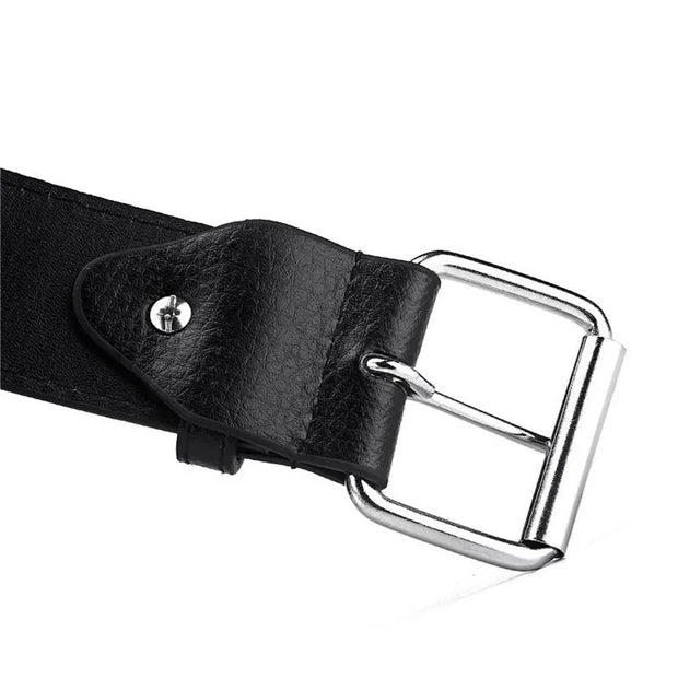 Women Men Waist Belt Punk Bullets Rivet Studded Imitation Leather Belt Hip Hop Rivet Belt for Jeans Black - black