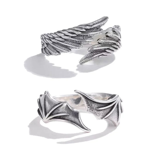 Angel Wing Ring – Silver Feather Wing Ring for Gothic and Alternative Fashion - ring