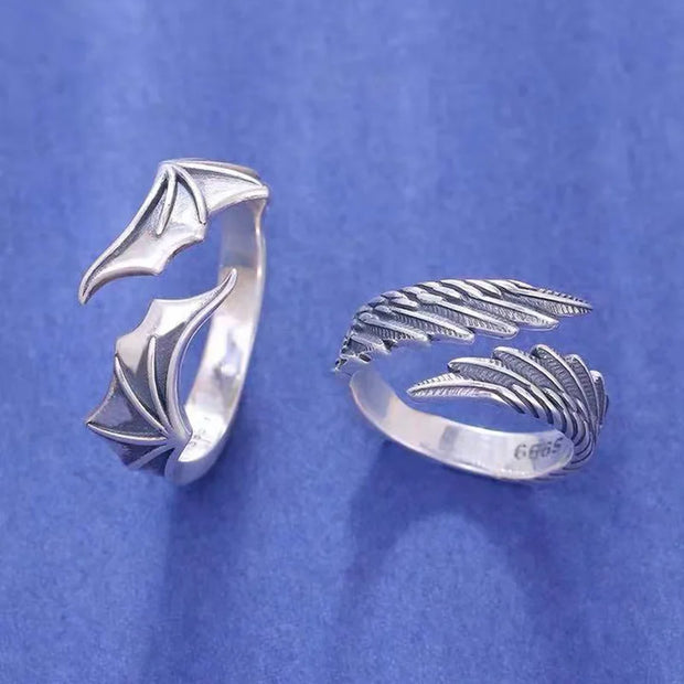 Angel Wing Ring – Silver Feather Wing Ring for Gothic and Alternative Fashion - ring