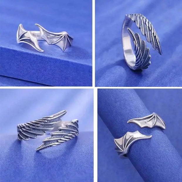 Angel Wing Ring – Silver Feather Wing Ring for Gothic and Alternative Fashion - ring