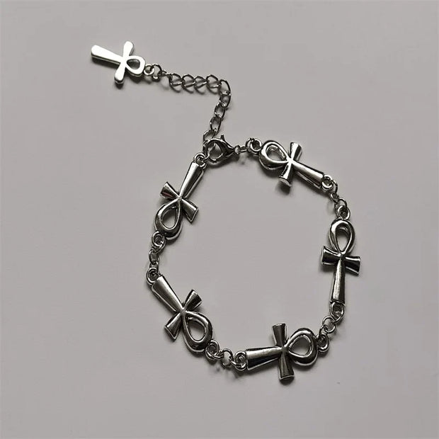 Ankh vampire Bracelet Gothic Cross Bracelet vampire religious jewelry Victorian cross link bracelet,Wicca,Charm jewelr