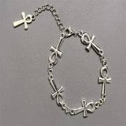 Ankh vampire Bracelet Gothic Cross Bracelet vampire religious jewelry Victorian cross link bracelet,Wicca,Charm jewelr