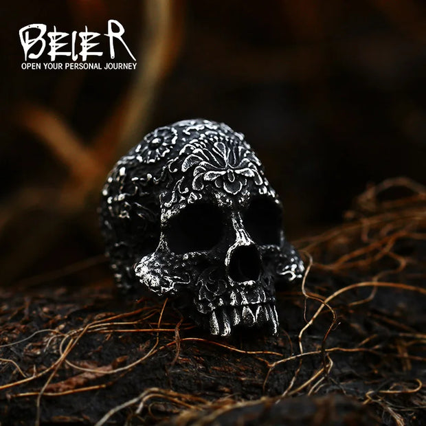 BEIER new store 316L Stainless Steel Skull ring top quality products Man’s Vampire Fashion Rock Punk Jewelry BR8-149