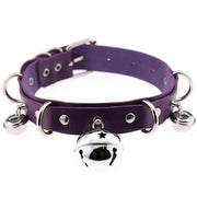 Big Bell Choker Collar For Women Girls Necklace Metal Leather Chocker Goth Anime Cosplay Jewelry Accessories - purple