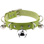 Big Bell Choker Collar For Women Girls Necklace Metal Leather Chocker Goth Anime Cosplay Jewelry Accessories - green