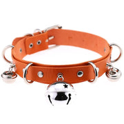 Big Bell Choker Collar For Women Girls Necklace Metal Leather Chocker Goth Anime Cosplay Jewelry Accessories - orange