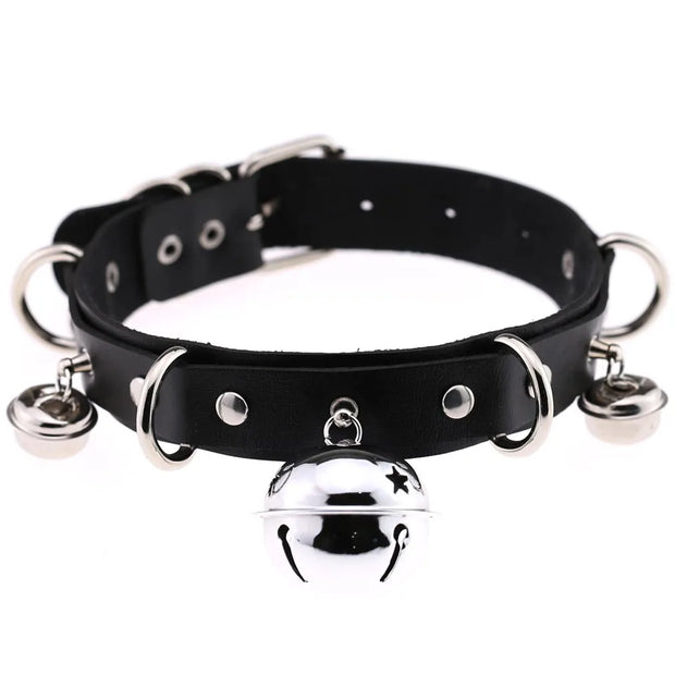 Big Bell Choker Collar For Women Girls Necklace Metal Leather Chocker Goth Anime Cosplay Jewelry Accessories