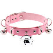 Big Bell Choker Collar For Women Girls Necklace Metal Leather Chocker Goth Anime Cosplay Jewelry Accessories - pink