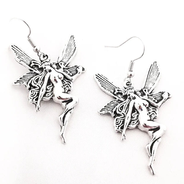 Big Hanging Earrings Vintage Women’s Fairy Wings Grunge Ladies Anime Jewelry Y2k Aesthetic Accessories Goth Gothic