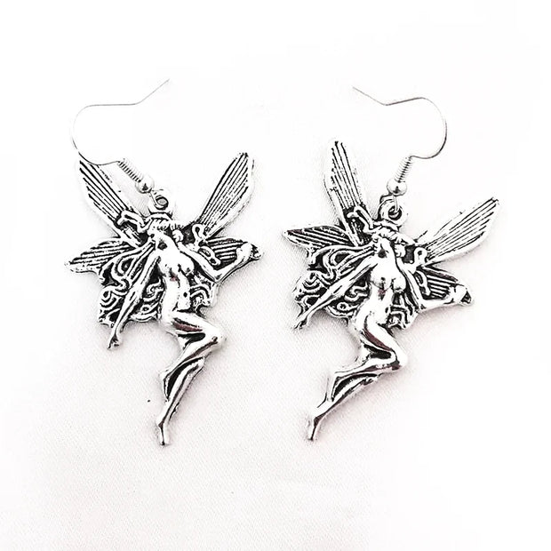 Big Hanging Earrings Vintage Women’s Fairy Wings Grunge Ladies Anime Jewelry Y2k Aesthetic Accessories Goth Gothic