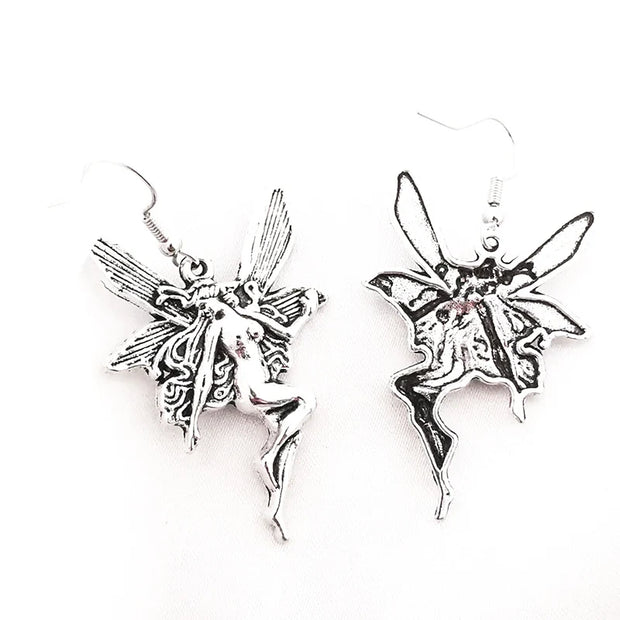 Big Hanging Earrings Vintage Women’s Fairy Wings Grunge Ladies Anime Jewelry Y2k Aesthetic Accessories Goth Gothic