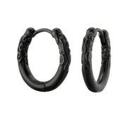 Black Hoop Earrings with Spike Pendants - 1 Pair Style C - earring