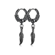 Black Hoop Earrings with Spike Pendants - 1 Pair Style N - earring