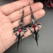 Black Pointed Cross Vampire Necklace Gothic Cross Earrings Statement Necklace Cross Pendant Gothic Gift,