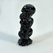 Black Stacked Skull Statue – Gothic Horror Decorative Piece for Dark and Alternative Decor - Black obsidian / 1pc