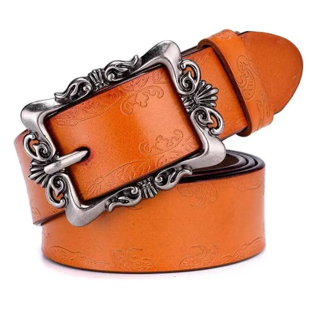 BOKADIAO Hot Women’s Genuine Leather Belt Punk Luxury Brand Designer Belts for Women High Quality Casual Female Jeans