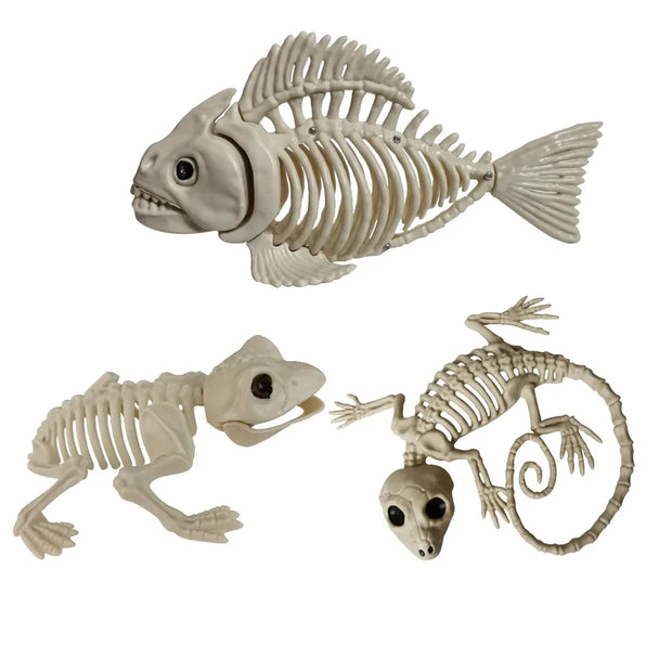 Bone Aquarium: Whimsical Skeleton Fish and Reptile Figurine Set for Spooky Décor - Desktop decorations