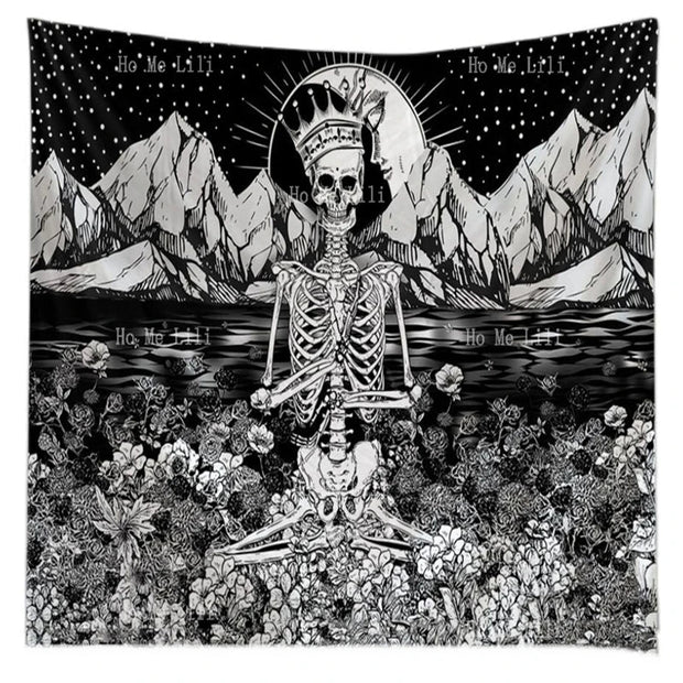 Celestial Skeleton Tapestry – Gothic Starry Night Wall Art for Dark-Themed Home Decor - Skull 3 / 180x230cm - Carpets