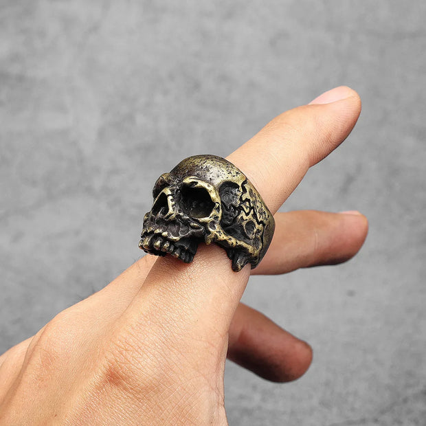 Copper Skull Men Rings Brass Women Jewelry Punk Gothic Rock Vintage Fashion Decoration Accessories Halloween Gift