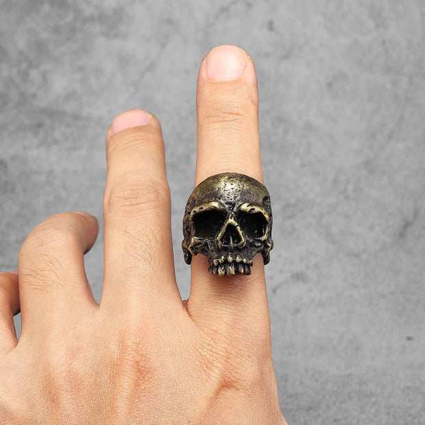 Copper Skull Men Rings Brass Women Jewelry Punk Gothic Rock Vintage Fashion Decoration Accessories Halloween Gift