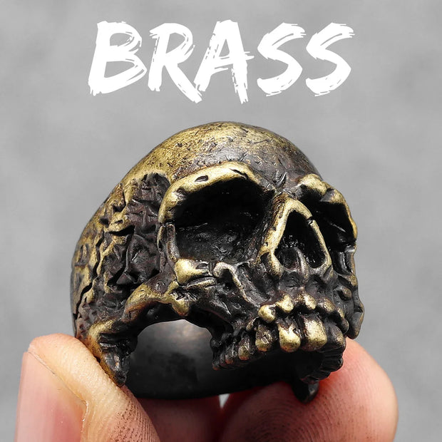 Copper Skull Men Rings Brass Women Jewelry Punk Gothic Rock Vintage Fashion Decoration Accessories Halloween Gift