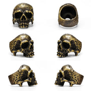 Copper Skull Men Rings Brass Women Jewelry Punk Gothic Rock Vintage Fashion Decoration Accessories Halloween Gift