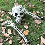 Creepy Rising Skull and Skeleton Arms – Outdoor Halloween Graveyard Lawn Decoration - Desktop decorations