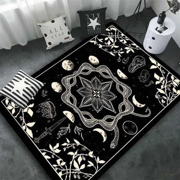 Crescent Skull Moon Rug – Gothic Dark-Themed Floor Decor for Unique Interiors - 6 / 40x60cm - Carpets & Tapestries