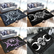 Crescent Skull Moon Rug – Gothic Dark-Themed Floor Decor for Unique Interiors - Carpets & Tapestries