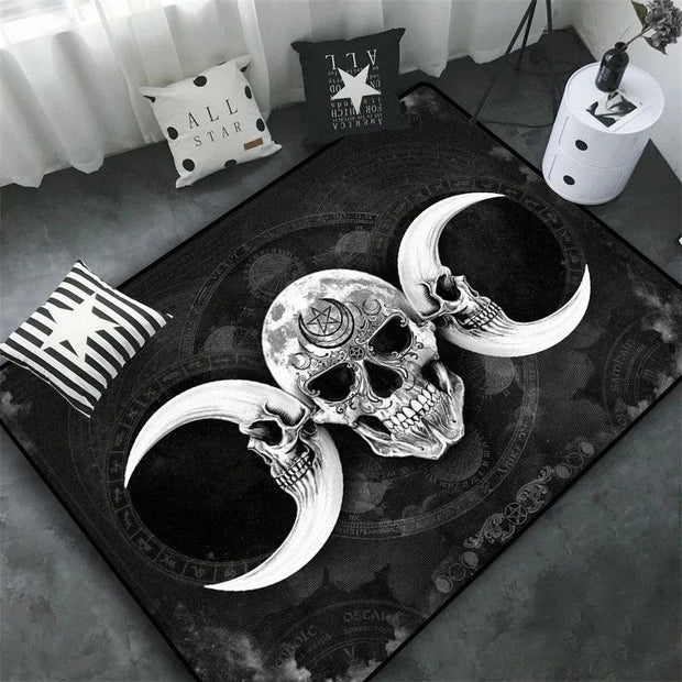 Crescent Skull Moon Rug – Gothic Dark-Themed Floor Decor for Unique Interiors - 4 / 40x60cm - Carpets & Tapestries