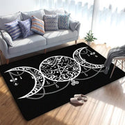 Crescent Skull Moon Rug – Gothic Dark-Themed Floor Decor for Unique Interiors - Carpets & Tapestries