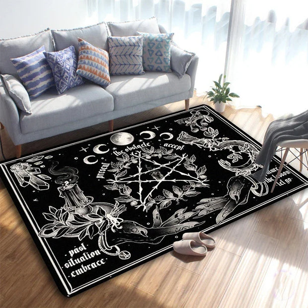 Crescent Skull Moon Rug – Gothic Dark-Themed Floor Decor for Unique Interiors - 7 / 120x160cm - Carpets & Tapestries