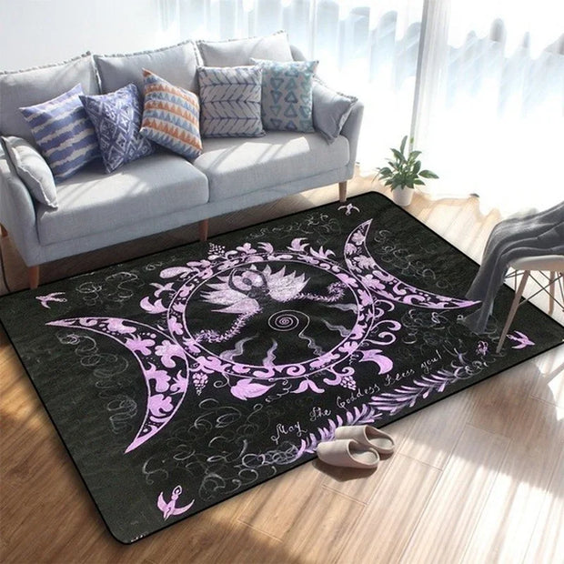 Crescent Skull Moon Rug – Gothic Dark-Themed Floor Decor for Unique Interiors - Carpets & Tapestries