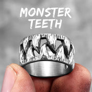 Demon Monster Beast Teeth Stainless Steel Mens Rings Punk Hiphop Unique Trendy for Male Biker Jewelry Creativity Gift