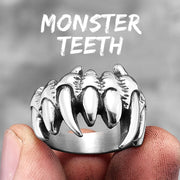 Demon Monster Beast Teeth Stainless Steel Mens Rings Punk Hiphop Unique Trendy for Male Biker Jewelry Creativity Gift