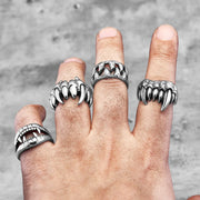 Demon Monster Beast Teeth Stainless Steel Mens Rings Punk Hiphop Unique Trendy for Male Biker Jewelry Creativity Gift