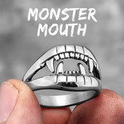 Demon Monster Beast Teeth Stainless Steel Mens Rings Punk Hiphop Unique Trendy for Male Biker Jewelry Creativity Gift