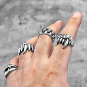 Demon Monster Beast Teeth Stainless Steel Mens Rings Punk Hiphop Unique Trendy for Male Biker Jewelry Creativity Gift