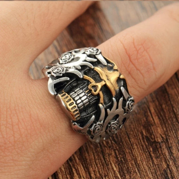 Demon Ring Skull Rose Retro Gothic Punk Single Rings for Men Fashion Jewelry Gift Single Accessories