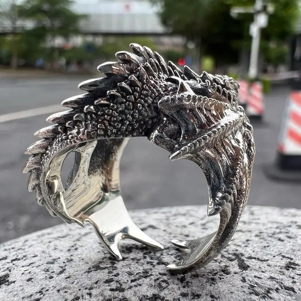 Dragon Rings for Men Women Gothic Punk Style Pterosaur Wings Opening Adjustable Rings Vintage Jewelry Accessories