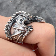 Dragon Rings for Men Women Gothic Punk Style Pterosaur Wings Opening Adjustable Rings Vintage Jewelry Accessories