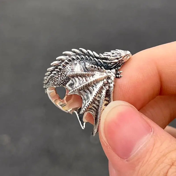 Dragon Rings for Men Women Gothic Punk Style Pterosaur Wings Opening Adjustable Rings Vintage Jewelry Accessories