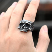 Dropshipping New Men’s 316L Stainless-Steel Rings Retro Motorcyclist Skull Head Ring Gothic Punk Jewelry Party