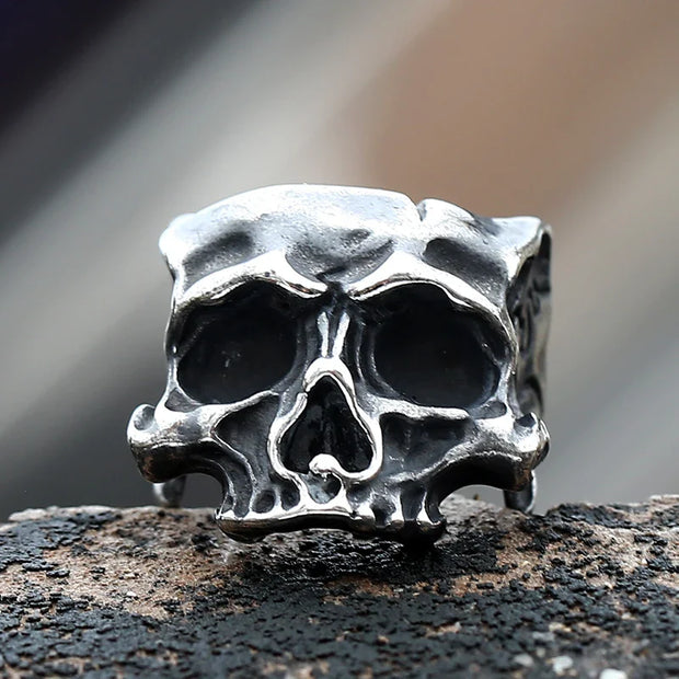 Dropshipping New Men’s 316L Stainless-Steel Rings Retro Motorcyclist Skull Head Ring Gothic Punk Jewelry Party